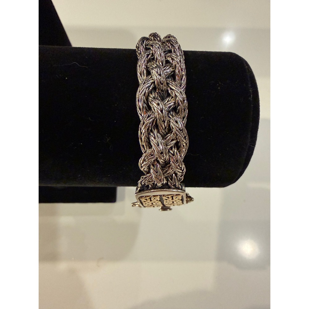 Keith Jack Silver and 10k Gold Norse Forge Dragon Weave Bracelet - Picture 4 of 10